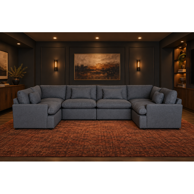 My Cloud 6 Piece Pit in Slate Blue — staged living room view
