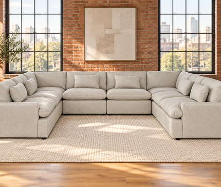 My Cloud 8 Piece Pit in Greige — staged living room view