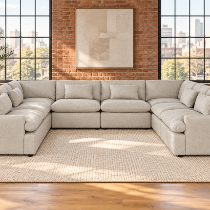 My Cloud 8 Piece Pit in Greige — staged living room view