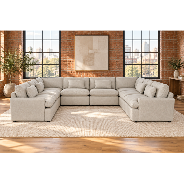 My Cloud 8 Piece Pit in Greige — staged living room view
