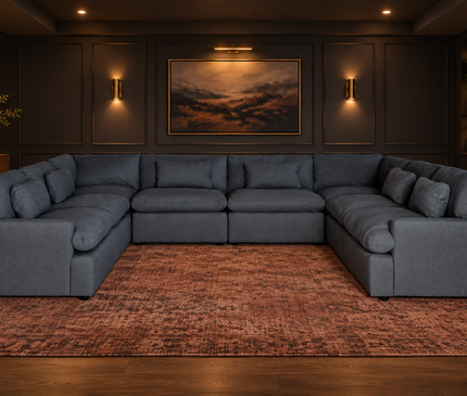 My Cloud 8 Piece Pit in Slate Blue — staged living room view