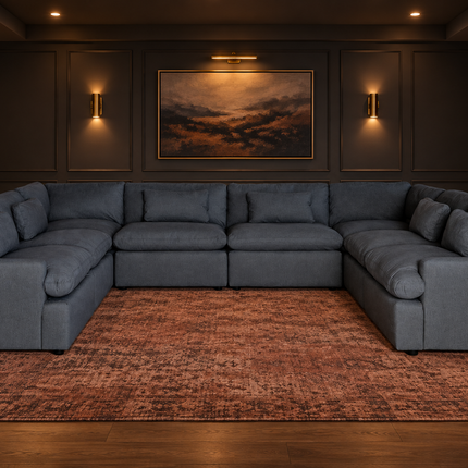 My Cloud 8 Piece Pit in Slate Blue — staged living room view