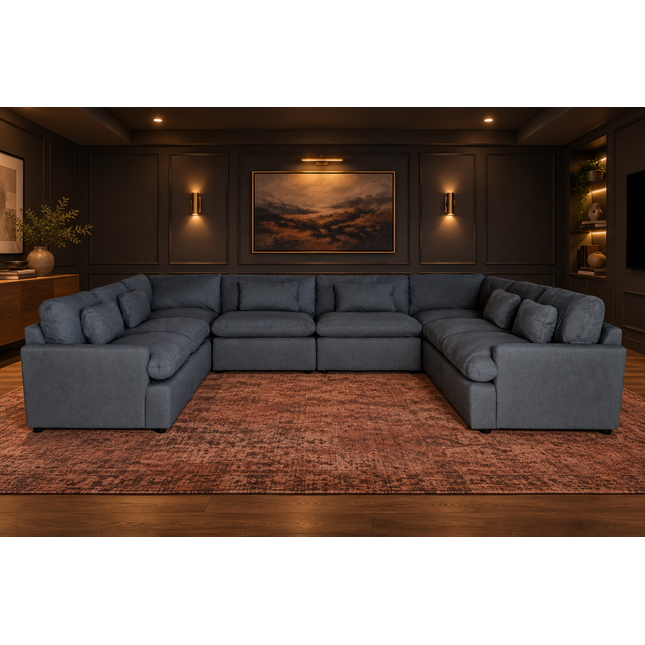 My Cloud 8 Piece Pit in Slate Blue — staged living room view