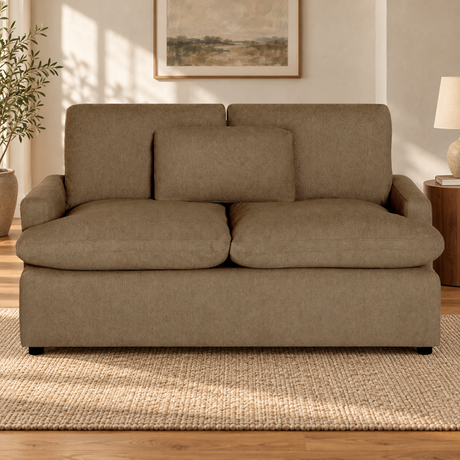 My Cloud Loveseat in Earth — staged living room