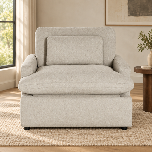 My Cloud Power Recliner in Greige — staged living room view