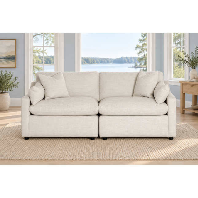 My Cloud Slope 2 Piece in Dover Linen — staged living room view
