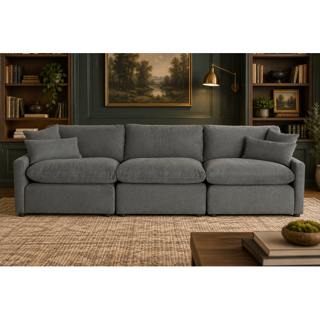My Cloud Slope 3 Piece Straight in Classic Gray — staged living room view