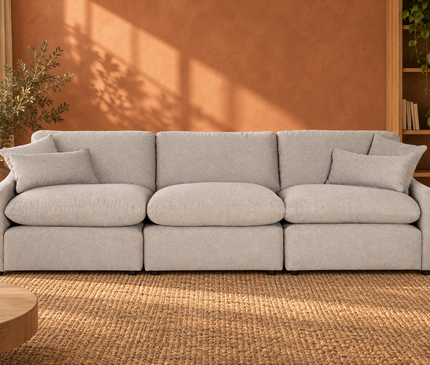 My Cloud Slope 3 Piece Straight in Ivory Greige — staged living room view