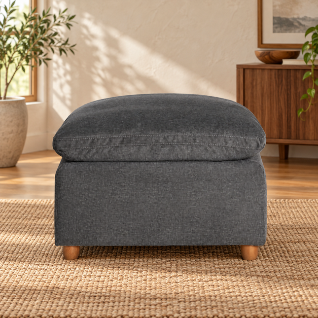 My Cloud Slope 30" Ottoman in Classic Gray — staged living room