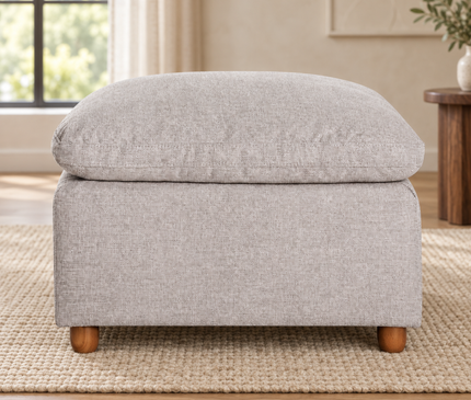 My Cloud Slope 30" Ottoman in Ivory Greige — staged living room view