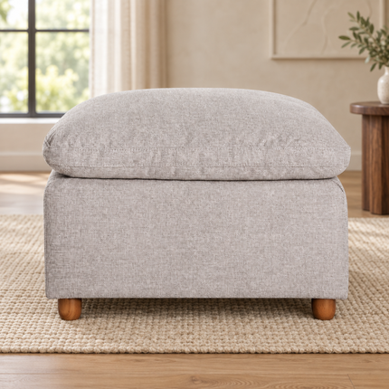 My Cloud Slope 30" Ottoman in Ivory Greige — staged living room view