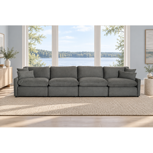 My Cloud Slope 4 Piece Straight in Classic Gray — staged living room view