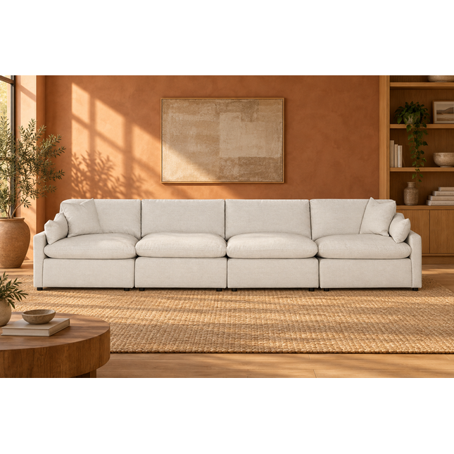 My Cloud Slope 4 Piece Straight in Dover Linen — staged living room view