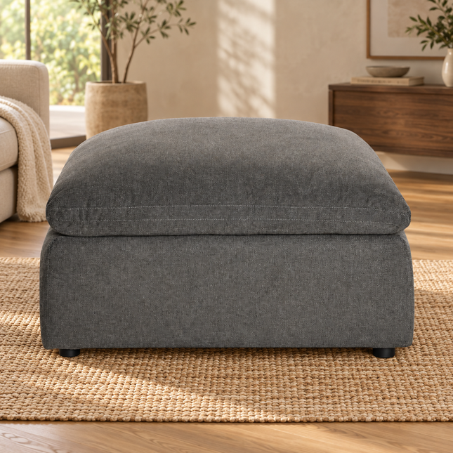 My Cloud Slope 40" Ottoman in Classic Gray — staged living room