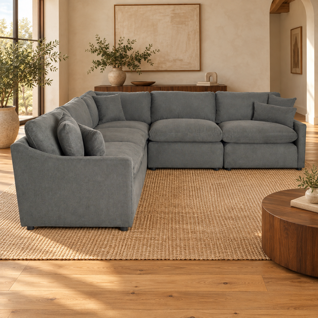 My Cloud Slope 5 Piece L in Classic Gray — staged living room