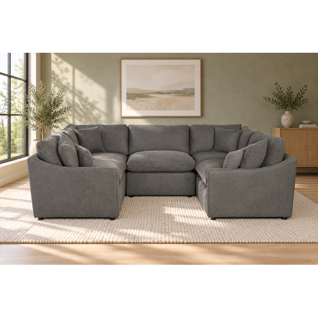 My Cloud Slope 5 Piece Pit in Classic Gray — staged living room view