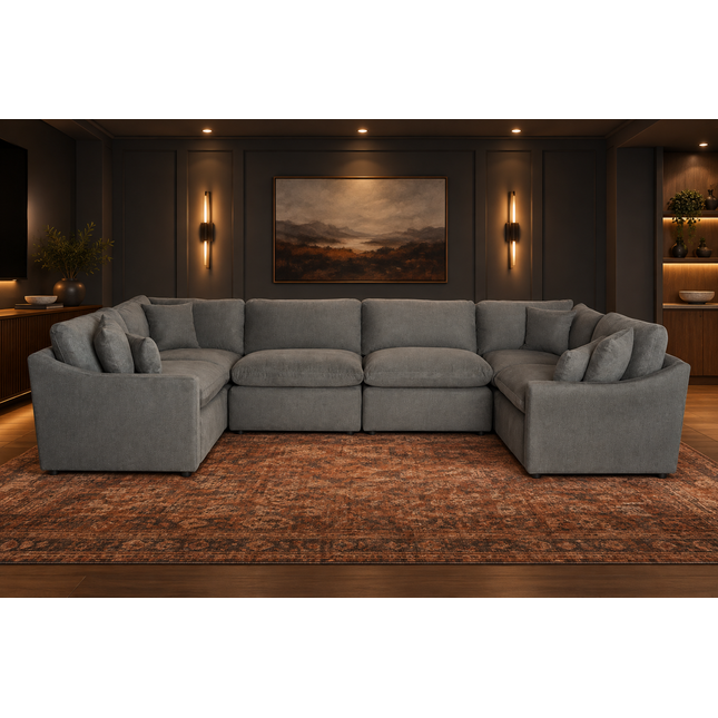 My Cloud Slope 6 Piece Pit in Classic Gray — staged living room view