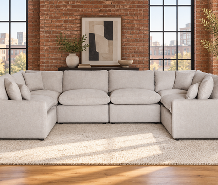 My Cloud Slope 6 Piece Pit in Ivory Greige — staged living room view