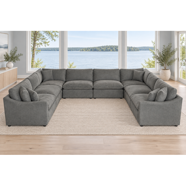 My Cloud Slope 8 Piece Pit in Classic Gray — staged living room view