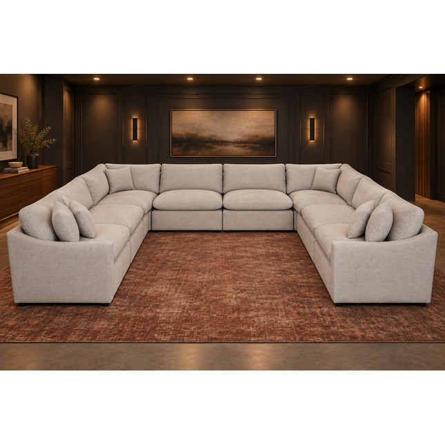My Cloud Slope 8 Piece Pit in Ivory Greige — staged living room view