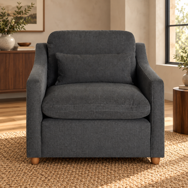 My Cloud Slope Chair in Classic Gray — staged living room
