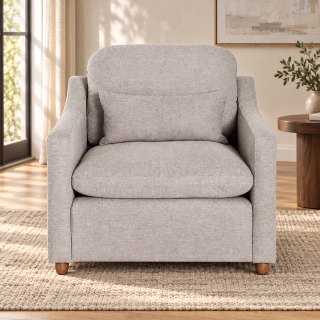 My Cloud Slope Chair in Ivory Greige — staged living room view