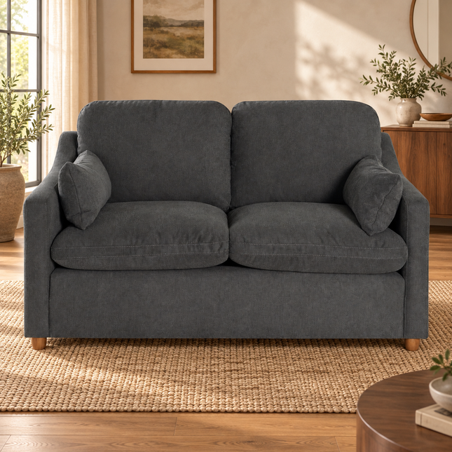 My Cloud Slope Loveseat in Classic Gray — staged living room
