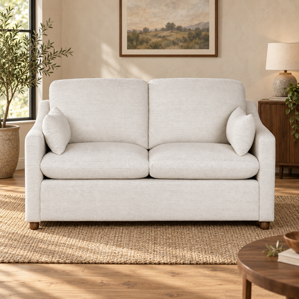 My Cloud Slope Loveseat in Dover Linen — staged living room