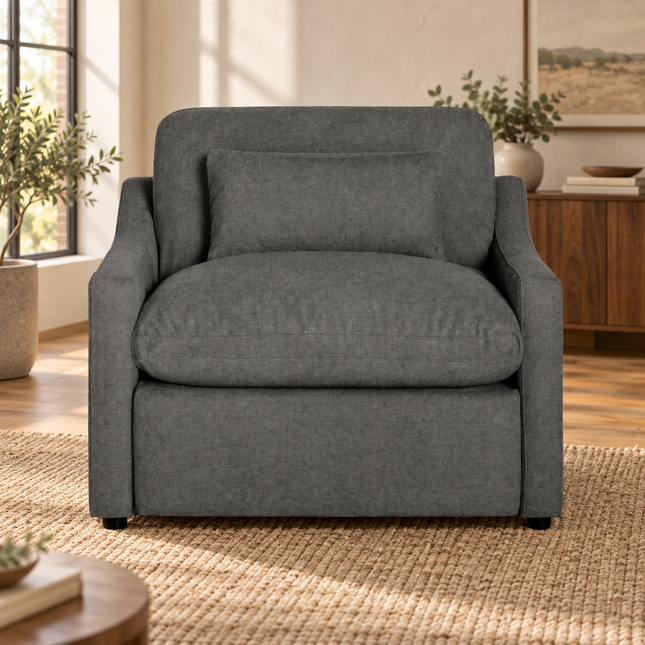 My Cloud Slope Power Recliner in Classic Gray — staged living room