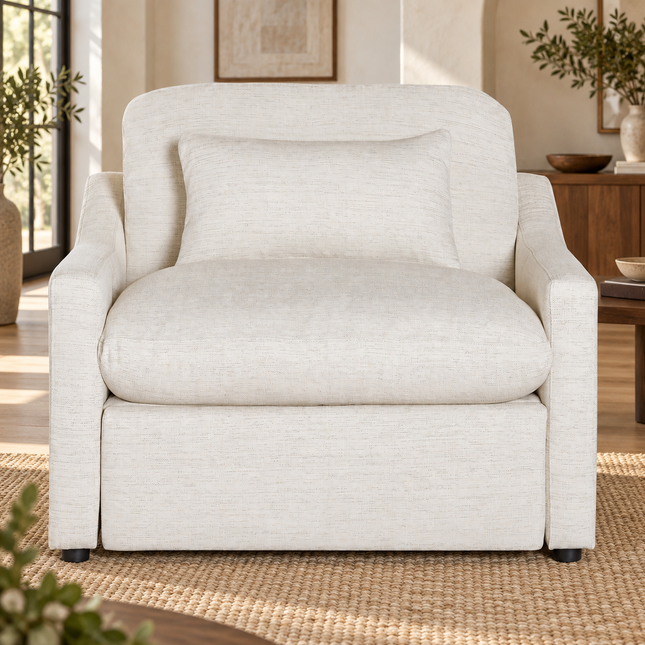 My Cloud Slope Power Recliner in Dover Linen — staged living room