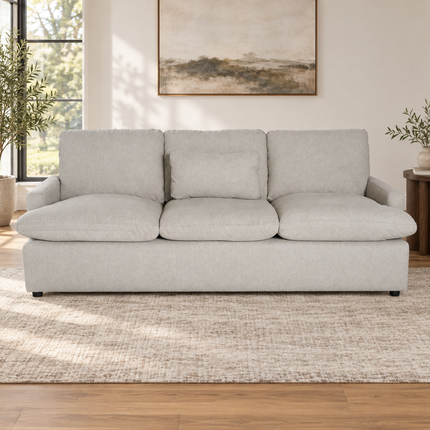 My Cloud Sofa in Greige — staged living room view