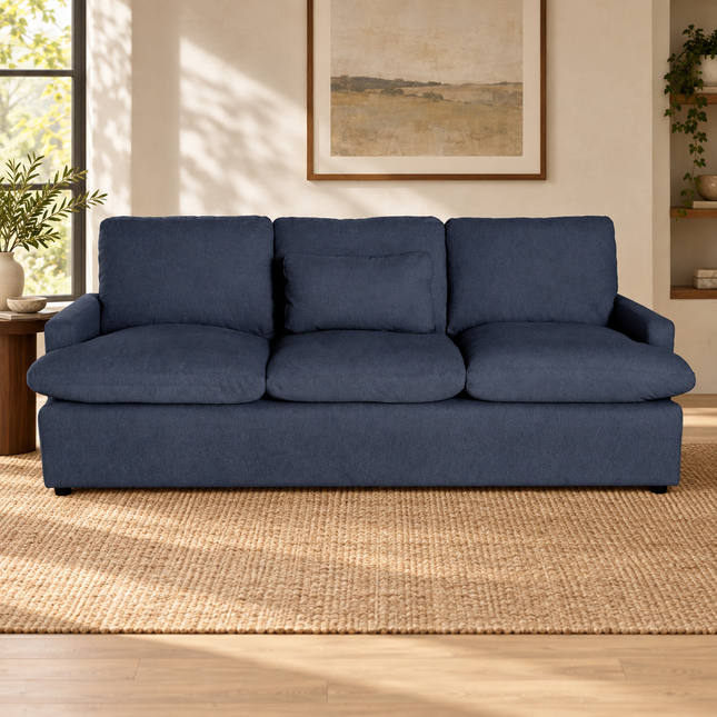 My Cloud Sofa in Slate Blue — staged living room view
