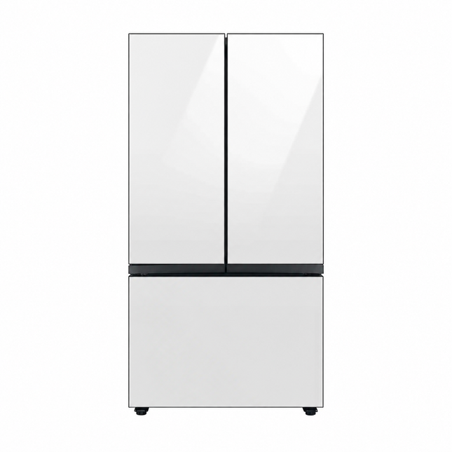 Samsung RF30BB660012 three-door refrigerator front view on white background
