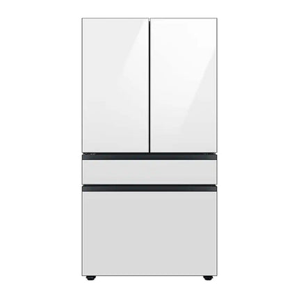 Refrigerator front view on white background