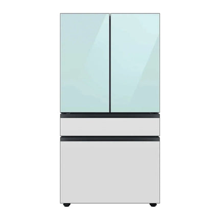 Refrigerator front view on white background