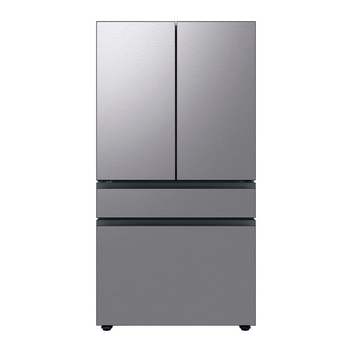Refrigerator front view on white background
