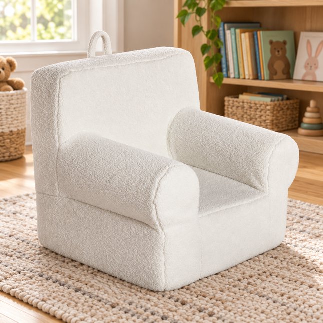My Cloud Kidz Chair in Ivory in a reading nook