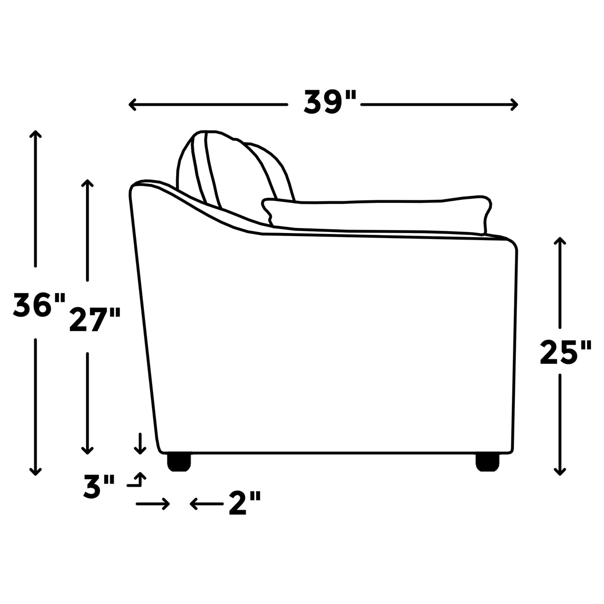Mi sillón reclinable eléctrico Cloud Slope additional dimensions