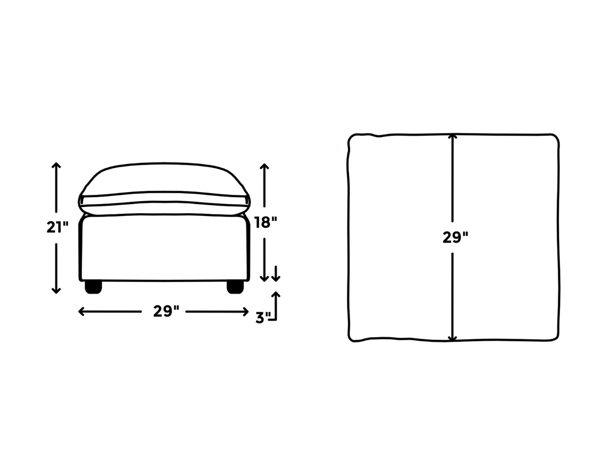 My Cloud Slope 30" Ottoman dimensions