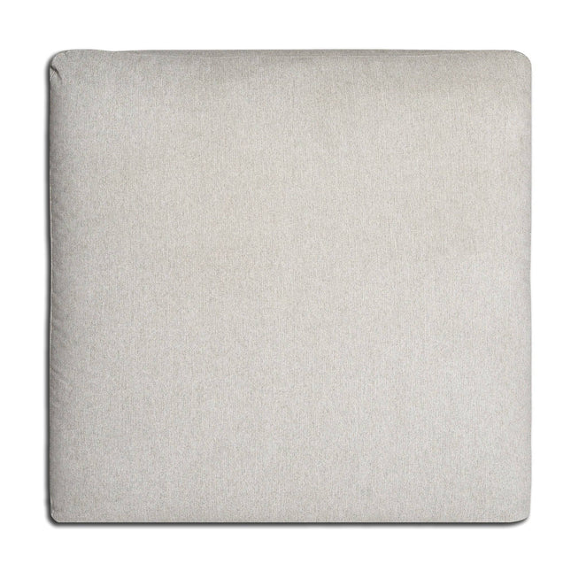 This 40 square ottoman in light gray with a smooth fabric surface against a white background captures the cozy essence of My Cloud.