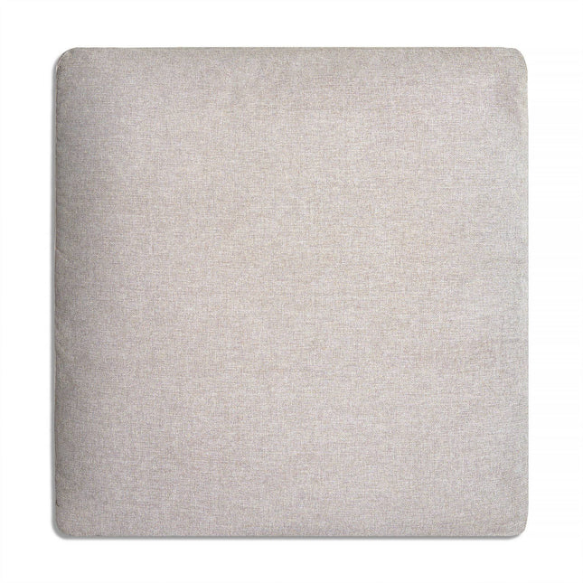 Viewed from above, this square beige fabric cushion boasts a subtle texture and slightly rounded corners, reflecting the comfort of the My Cloud Slope 30 Ottoman.
