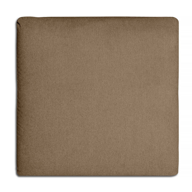 A textured brown square My Cloud 40 Ottoman, set against a white background, evokes the coziness of comfy furniture. It appears soft and well-crafted with clean edges and a smooth surface.